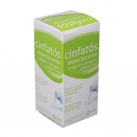 CINFATOS EXPECTORANTE 2 mg/ml + 20 mg/ml SOLUCION ORAL, 1 frasco de 125 ml