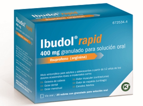 IBUDOL RAPID 400 mg GRANULADO PARA SOLUCION ORAL EFG, 20 sobres