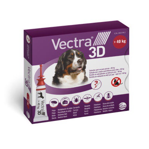 PIPETA VECTRA 3D +40 KG 3 UNIDADES